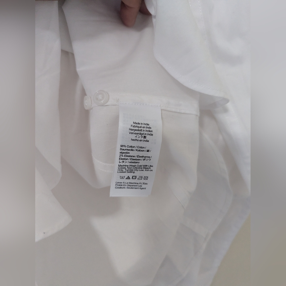 J.Crew Wren Slim Shirt Stretch Cotton Poplin White Classic Minimalist US 0 NWT - Picture 6 of 6